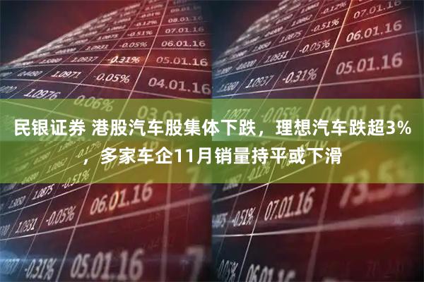 民银证券 港股汽车股集体下跌，理想汽车跌超3%，多家车企11月销量持平或下滑